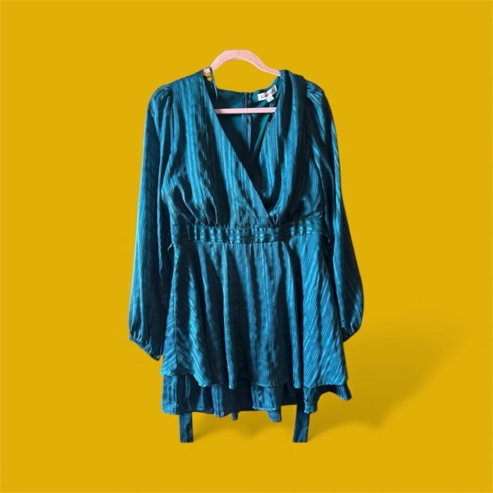 Elegant Teal Women's wedding guest cocktail Dress - Picture 2 of 11